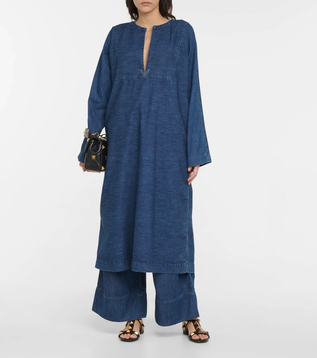 Valentino Midikleid Aus Denim 2 Valentino Midikleid Aus Denim – Bild 2