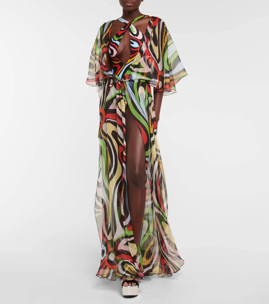 Bedruckter Cover-up Aus Seide 2 Bedruckter Cover-up Aus Seide – Bild 2